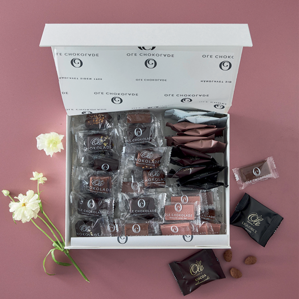 Dele sken m/ 55 enkeltpakkede chokoladestykker