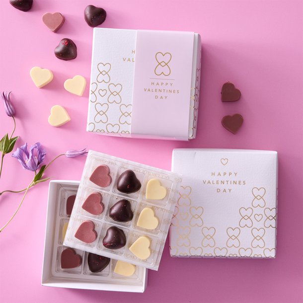 Valentine gaveske - 18 stk. chokolader
