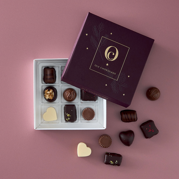 Bordeaux juleske m/ 9 stk.