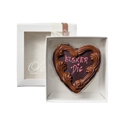 Marcipanhjerte m/ teksten "Elsker dig"